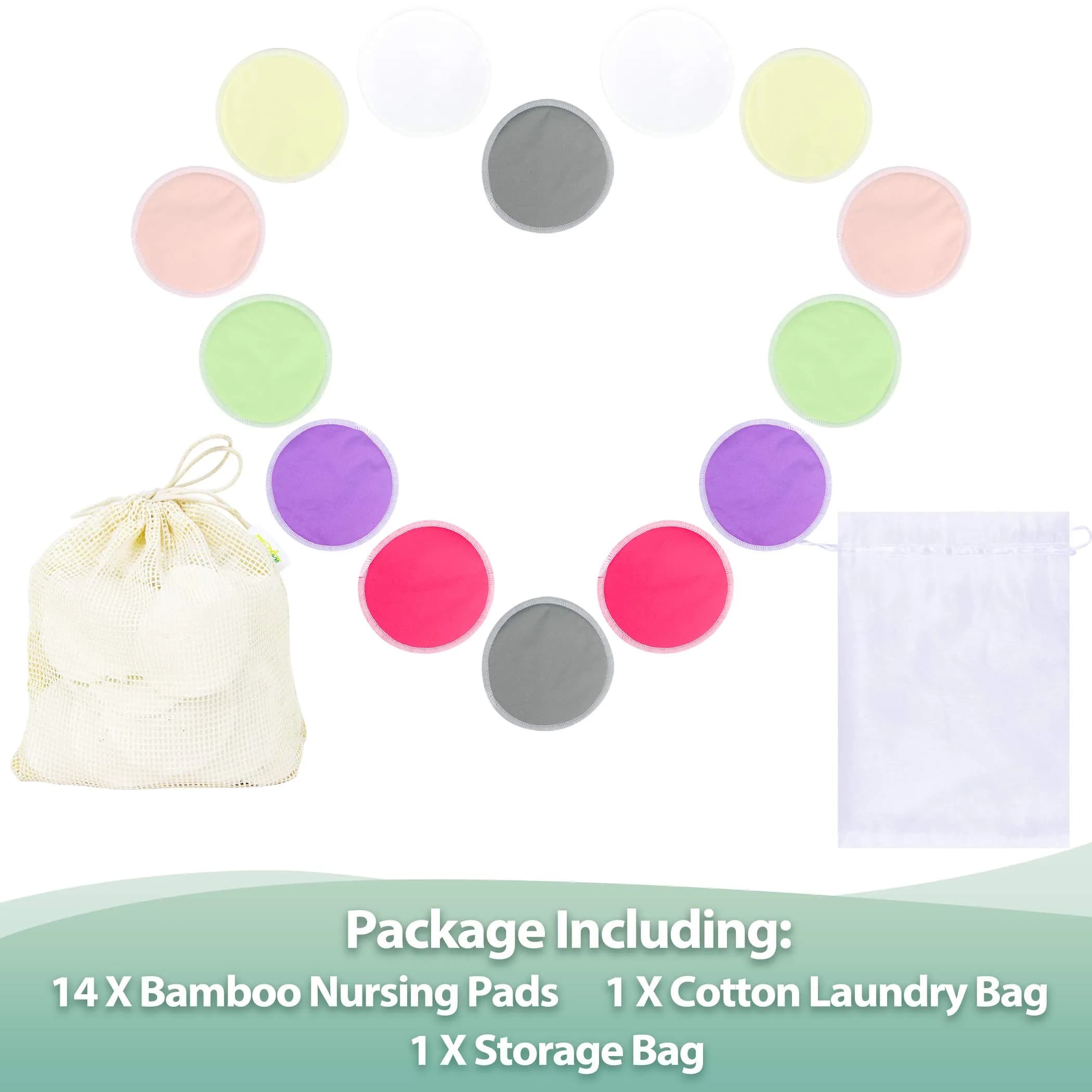 wegreeco Large Nursing Breast Pads in Passion Pink & Purple - Washable & Reusable for Breastfeeding Moms in India (14 Pack) - view 2