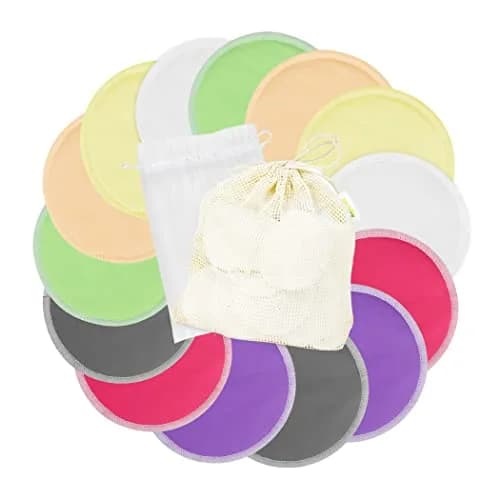 wegreeco Nursing Breast Pads (14 Pack) with Laundry & Travel Bags | Soft, Breathable, Leak-Free Washable Pads — Large / Passion, Plain Shape