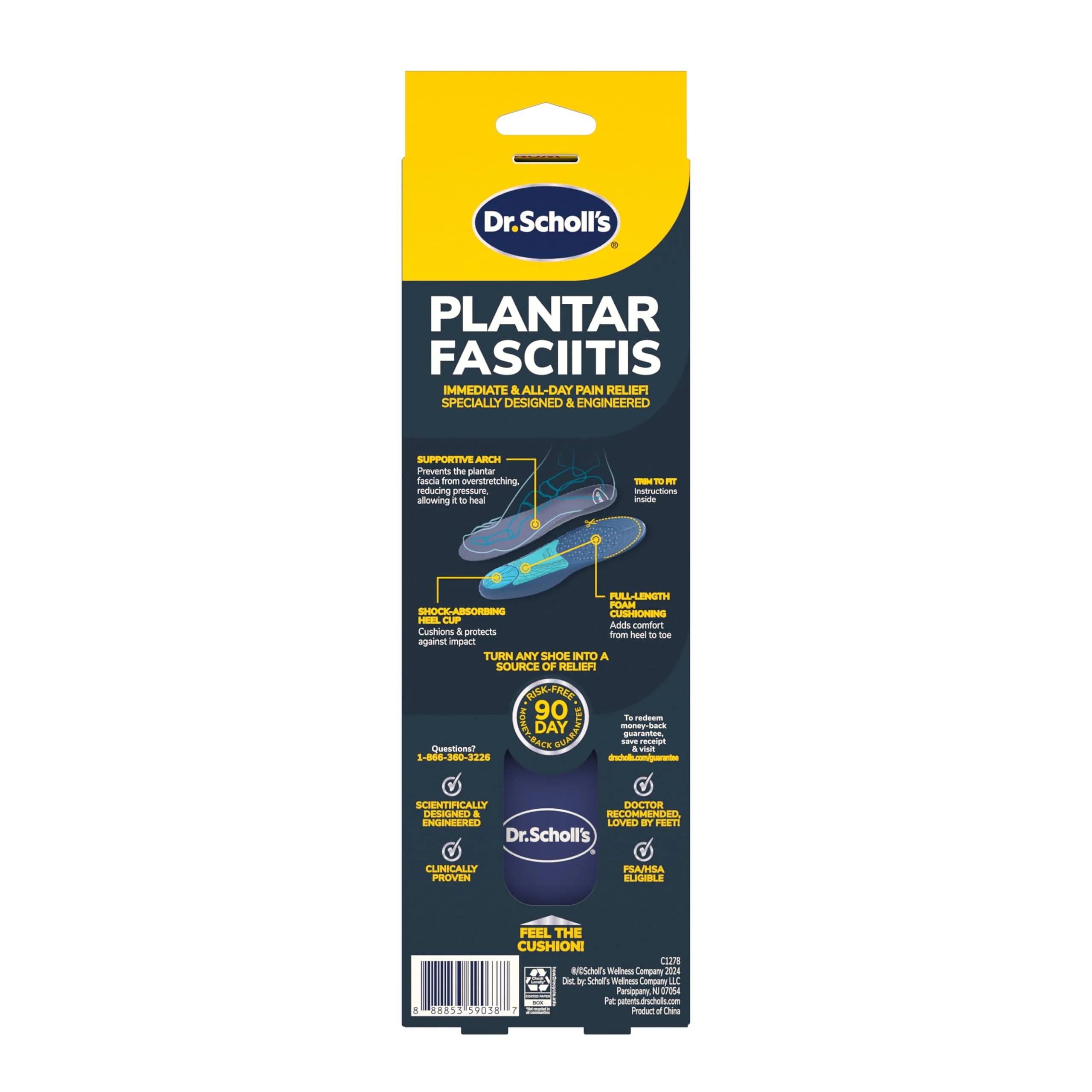 Dr. Scholl's Plantar Fasciitis Relief Orthotic Insoles for Women - Medium Arch Support, Cut to Fit | Relieves Heel Pain & Spurs - view 9