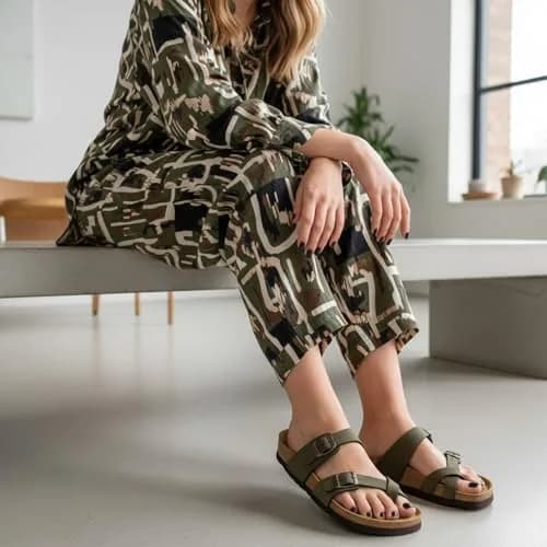 CUSHIONAIRE Luna Cork Footbed Sandals for Women with Crossover Straps, Brown Rugged 8 | Supportive Genuine Suede Footbed for Comfort & Style thumbnail 7