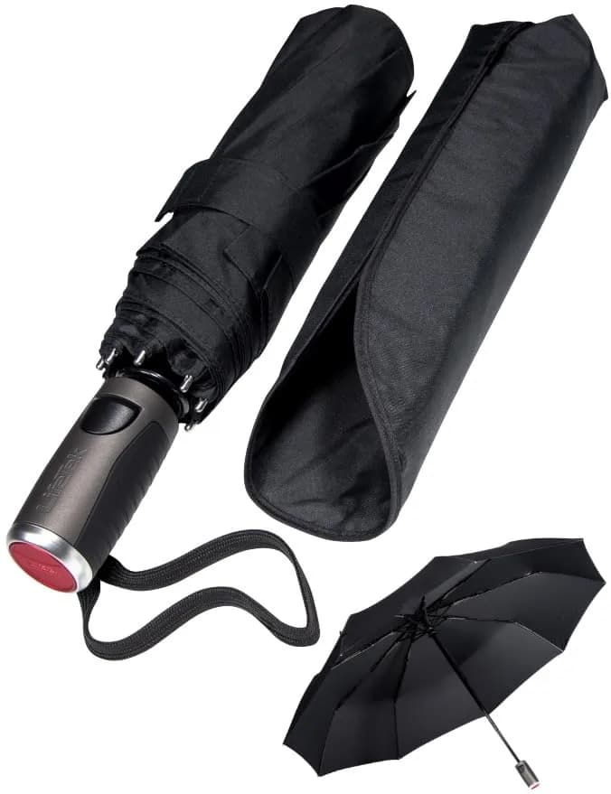 LifeTek Traveler 45 FX1 Windproof Travel Umbrella | Compact, Auto Open/Close, UV & Rain Protection, Lightweight & Durable, Fits in Purse or Backpack, Black thumbnail 2
