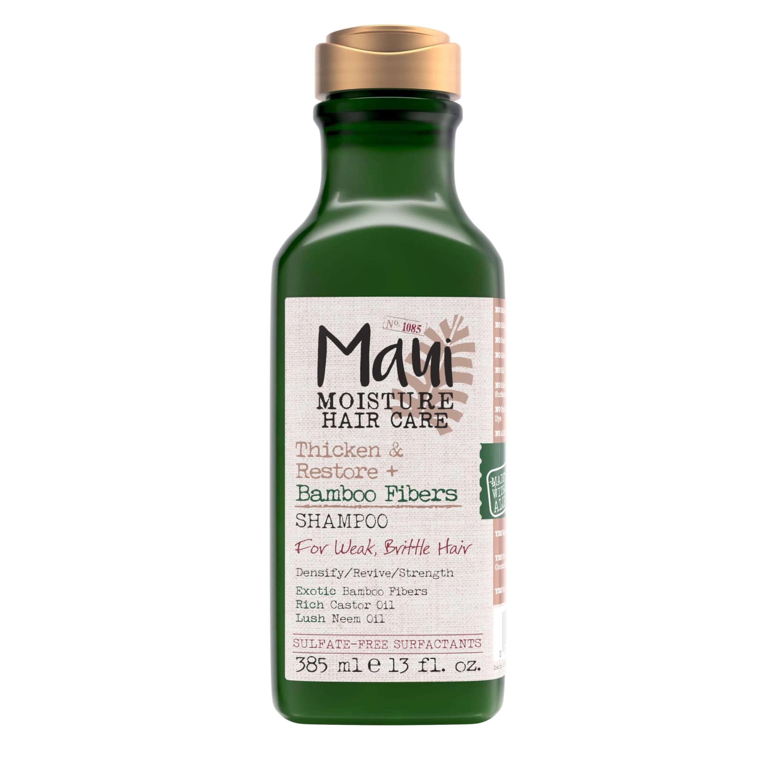 Maui Moisture Thicken & Restore Bamboo Fibers Shampoo 13 fl oz (384 ml) | Vegan Strengthening Formula for Curly Hair