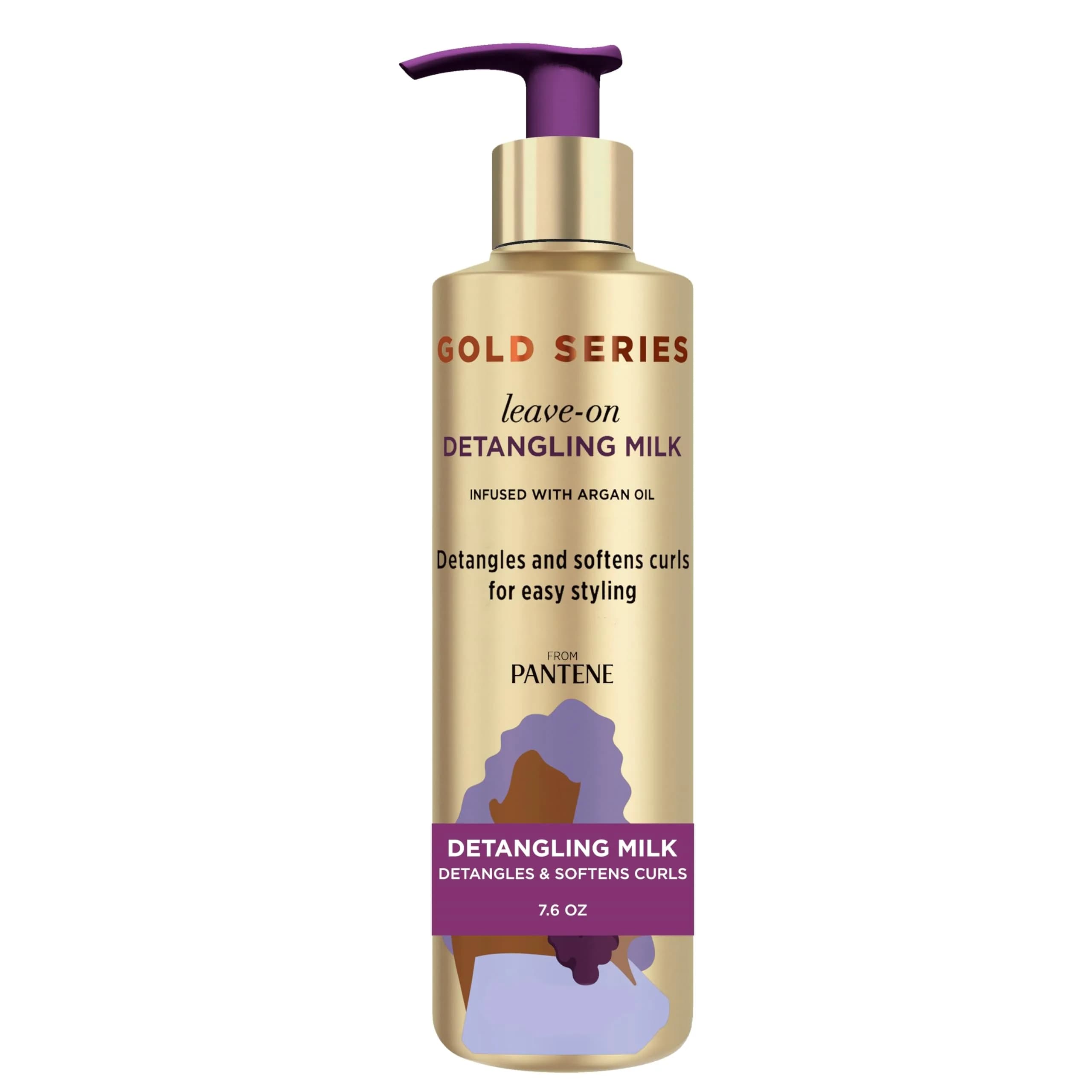 Pantene Gold Series Detangling Milk Leave-On Conditioner 225ml (7.6 Fl Oz) | For Curly, Textured Hair — Multicolor