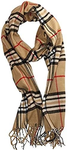 Shadana's Collection Classic Scarf Camel Plaid | Super Soft Winter Accessory (72"x12") thumbnail 1