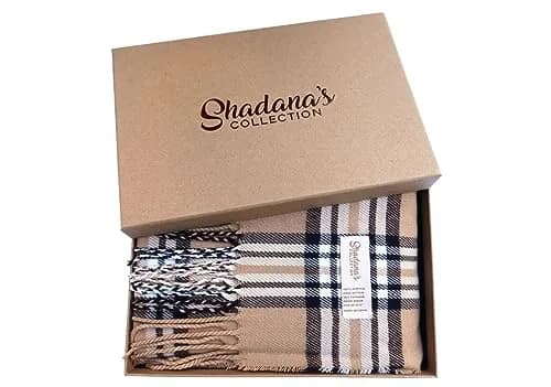 Shadana's Collection Classic Scarf Camel Plaid | Super Soft Winter Accessory (72"x12") thumbnail 5