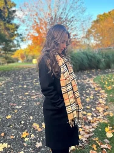 Shadana's Collection Classic Scarf Camel Plaid | Super Soft Winter Accessory (72"x12") thumbnail 7