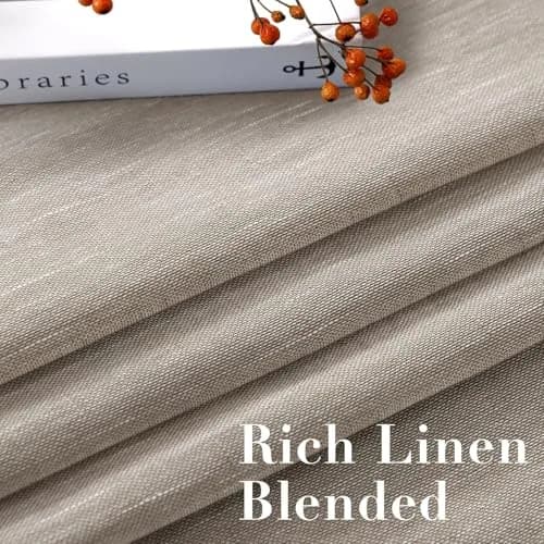 H.VERSAILTEX Taupe Linen Sheer Curtains 96" 2 Panels Grommet | Elegant Linen Sheer for Living & Bedroom thumbnail 4