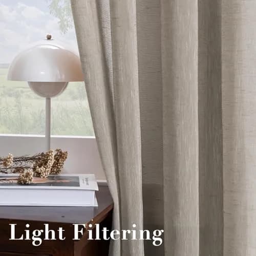 H.VERSAILTEX Taupe Linen Sheer Curtains 96" 2 Panels Grommet | Elegant Linen Sheer for Living & Bedroom thumbnail 5