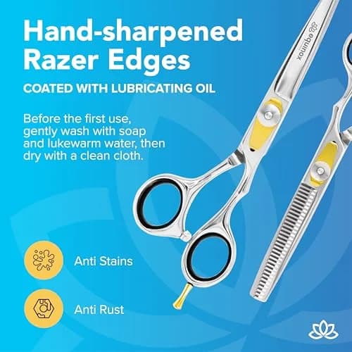 Equinox International Razor Edge Hair Cutting/Thinning Scissor Set/2, 6.5" | Precision Stainless Steel Shears for Salon & Personal Use thumbnail 5