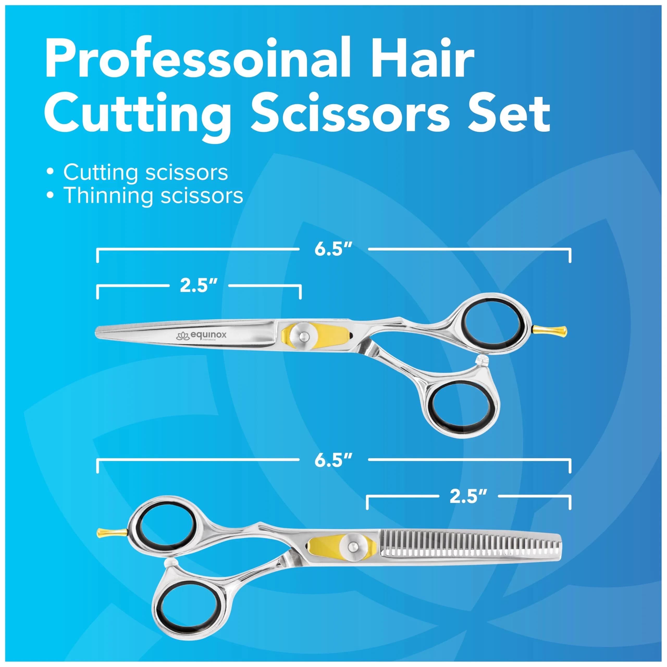 Equinox International 6.5 Inch Silver Black Thinning Barber Hair Cutting Shears | Japanese Stainless Steel - view 3