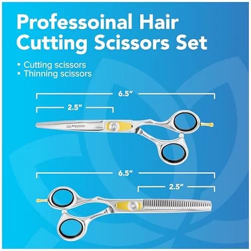 Equinox International Razor Edge Hair Cutting/Thinning Scissor Set/2, 6.5" | Precision Stainless Steel Shears for Salon & Personal Use thumbnail 3
