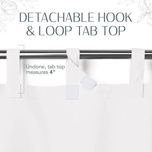 Threadmade Matine Solid Tab Top Indoor/Outdoor Window Curtain, White - 52" W x 108" L thumbnail 5