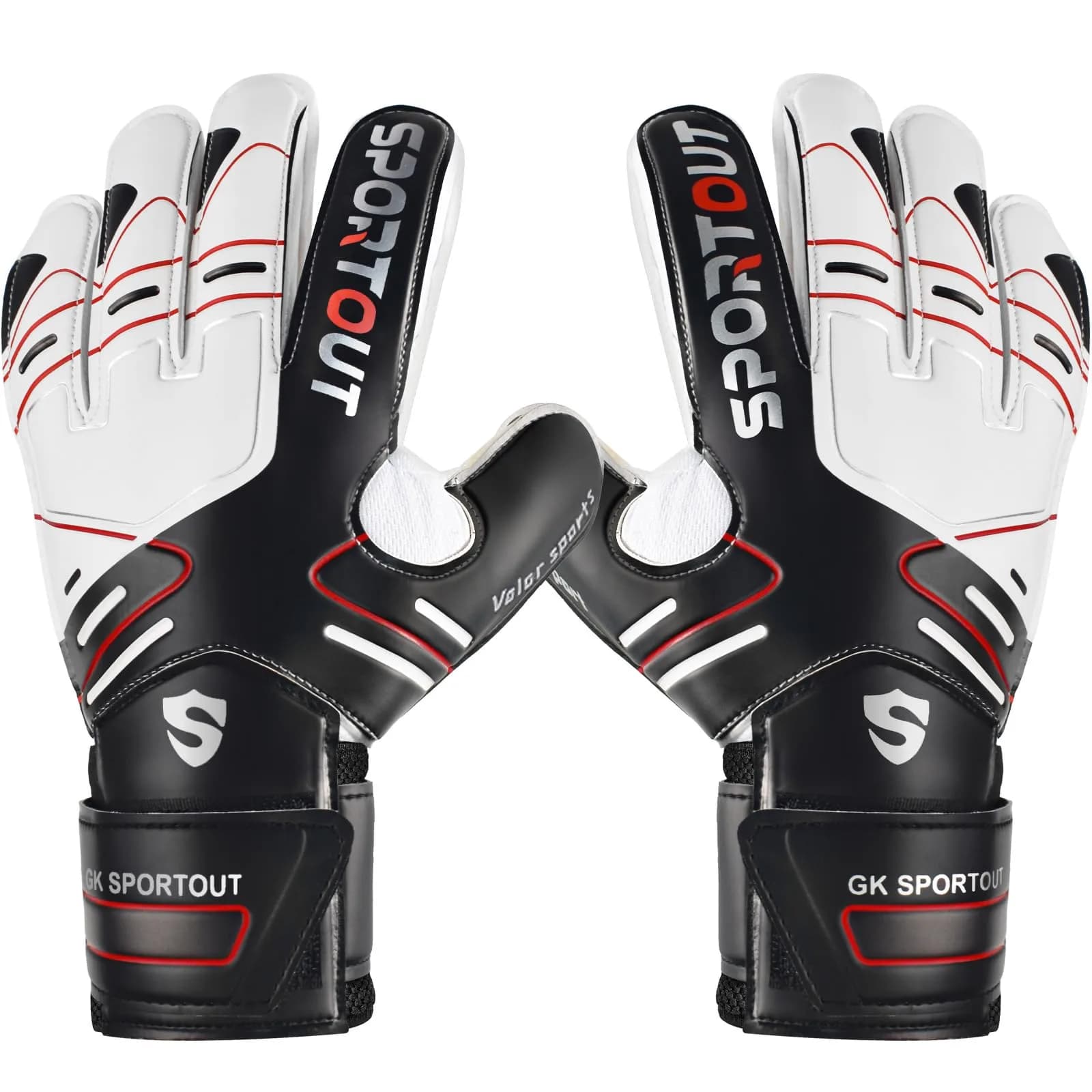 Sportout Goalkeeper Gloves Size 10 Black | Strong Grip & Finger Protection - main product image
