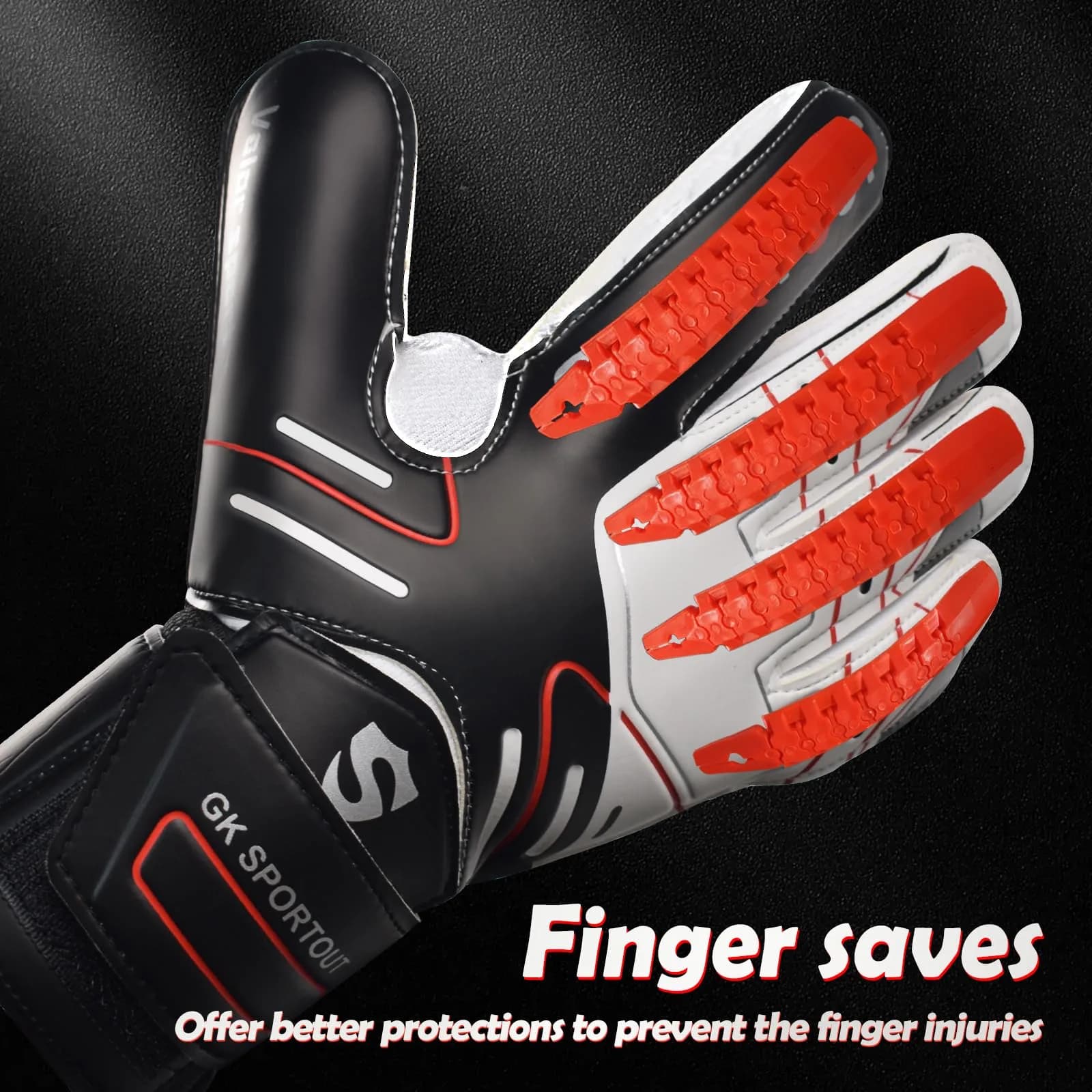 Sportout Goalkeeper Gloves Size 10 Black | Strong Grip & Finger Protection - view 5
