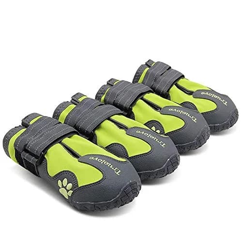 TRUE LOVE Dog Shoes Waterproof Anti-Slip Rain Boots Neon Yellow | Reflective Soft-Shell with Mud Guard (7#) thumbnail 1