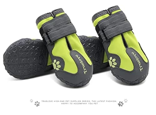 TRUE LOVE Dog Shoes Waterproof Anti-Slip Rain Boots Neon Yellow | Reflective Soft-Shell with Mud Guard (7#) thumbnail 4