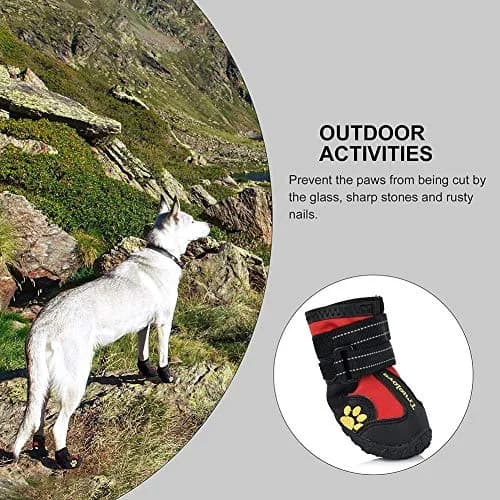TRUE LOVE Non-Slip Reflective Dog Boots Paw Protect Shoes Red 5# (156 g / 5.5 oz) | Protects Paws from Hot Pavement and Cold Weather thumbnail 4