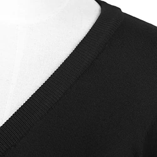 Urban CoCo Women's Cropped Cardigan V-Neck Button Down Knitted Sweater 3/4 Sleeve (S, Black) | Slim Fit, Lightweight, Breathable thumbnail 4