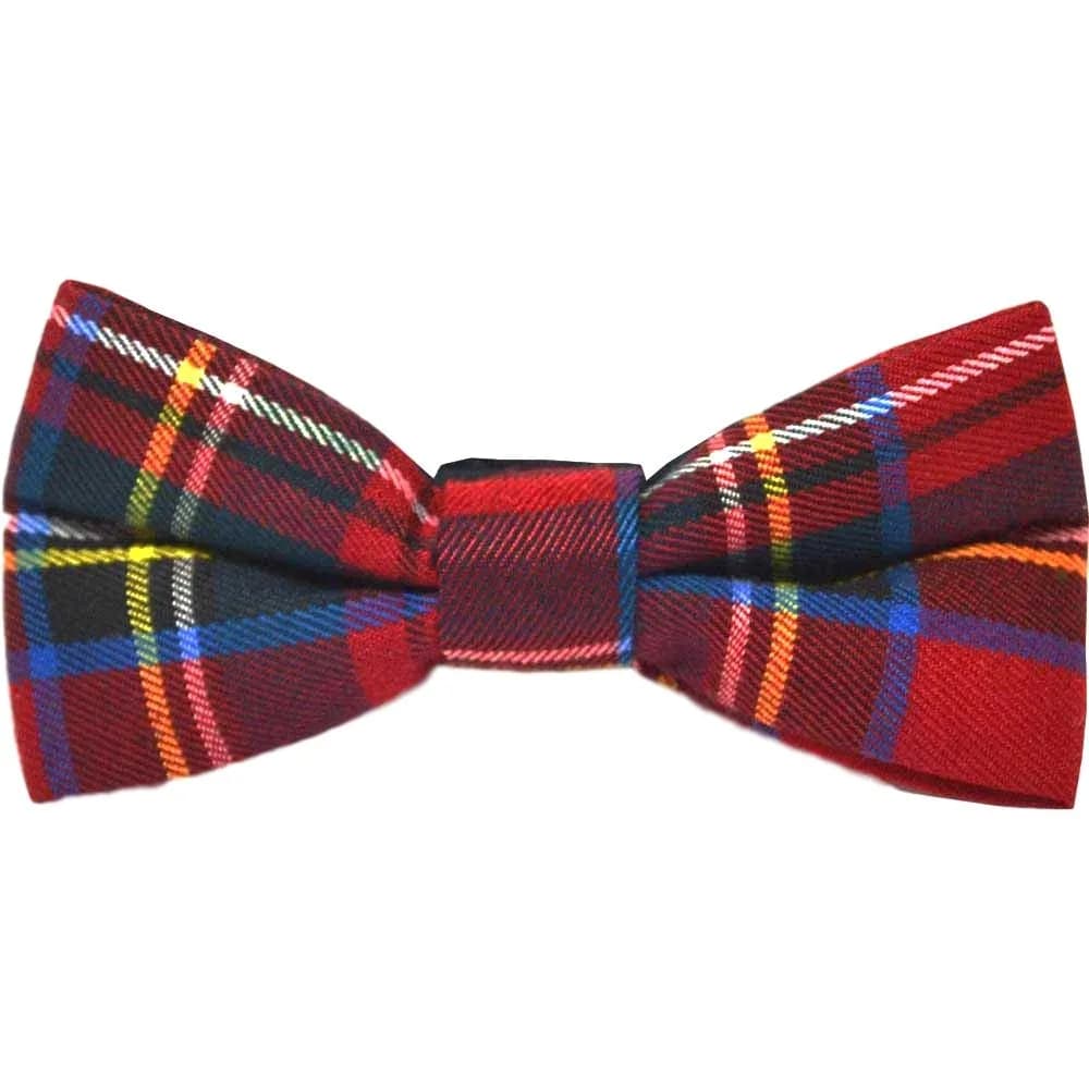 King & Priory Traditional Red Tartan Check Bow Tie | Adjustable, Plaid, Scotland Highland