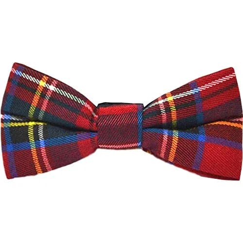 King & Priory Traditional Red Tartan Check Bow Tie | Adjustable, Plaid, Scotland Highland thumbnail 1