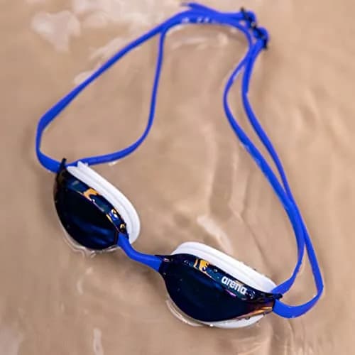 ARENA Unisex Python Racing Swim Goggles for Men and Women Anti-Fog Mirror Lens Max Comfort, Blue Mirror/White | Hydrodynamic Fit thumbnail 4