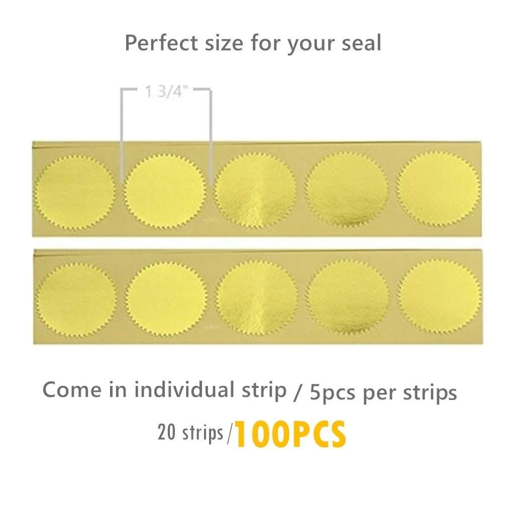 UNIQOOO Silver Embossed Foil Blank Certificate Sealing Stickers - 100 Count (1.75" Diameter) - view 4