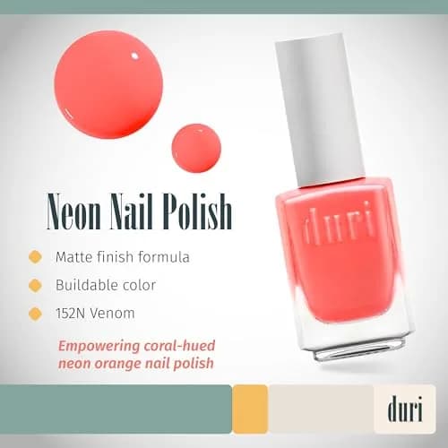 duri 152N Venom Neon Pink Nail Polish Matte Finish 15ml (0.45 Fl Oz) | 7-Free Formula for Healthier Manicures thumbnail 2