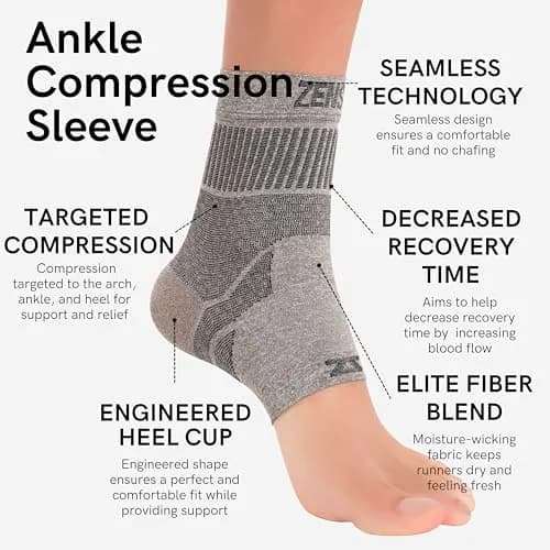 Zensah Ankle Support - Compression Ankle Brace for Running, Soccer, Volleyball | Neon Yellow, Medium thumbnail 2