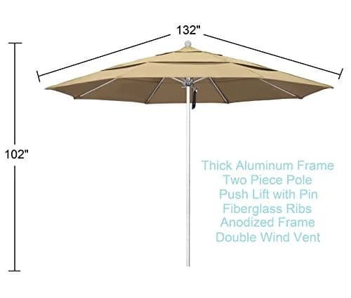 Phat Tommy 11 ft Commercial Patio Umbrella - Heavy Duty, Durable Aluminum Frame, Beige thumbnail 2