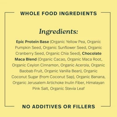 Sprout Living Epic Protein Plant Based Protein & Superfoods Powder, Chocolate Maca | 20g Organic Vegan, Gluten Free, Low Sugar (1 Pound, 12 Servings) thumbnail 7