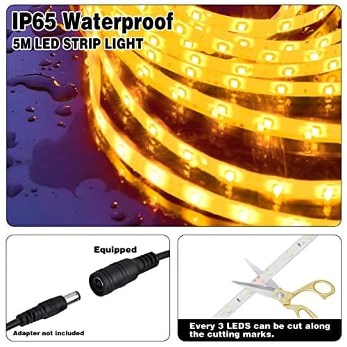 iNextStation 16.4FT 12V LED Light Strip Yellow Waterproof | Bright & Flexible Lighting thumbnail 2