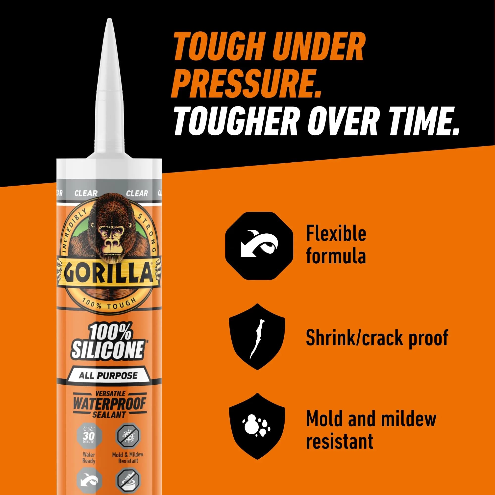 Gorilla 100% Silicone Waterproof Caulk Clear 10 oz (295ml) | ASTM C-920 Class 35 Sealant - view 6