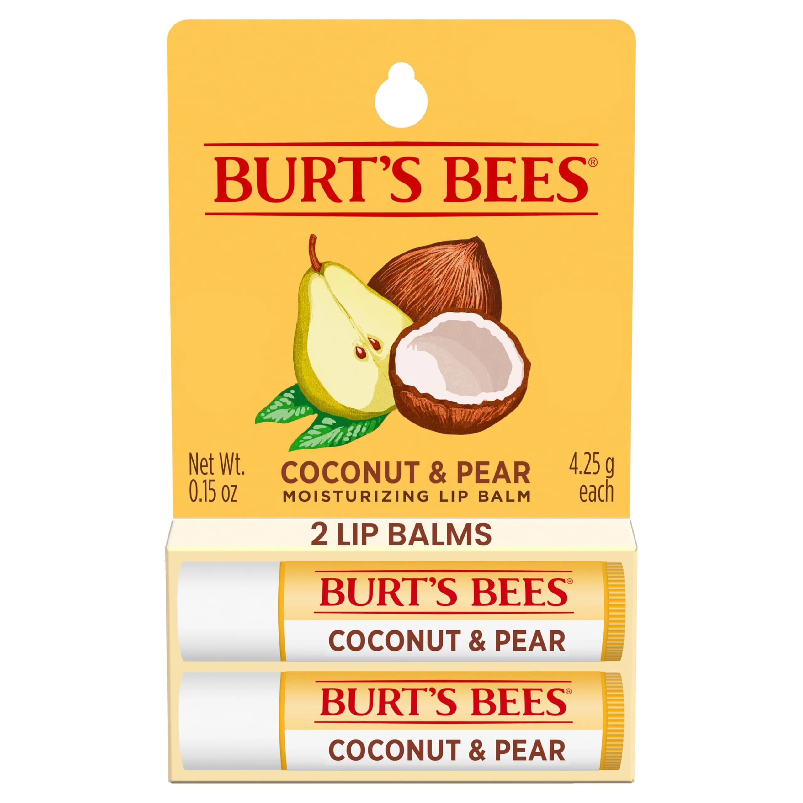 Burt's Bees Coconut & Pear Tint-Free Lip Balm, 2 Count | Natural Conditioning Lip Treatment - main product image