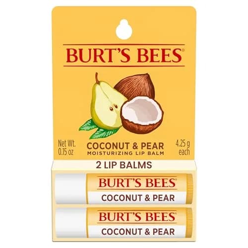 Burt's Bees Coconut & Pear Tint-Free Lip Balm, 2 Count | Natural Conditioning Lip Treatment thumbnail 1