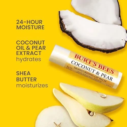 Burt's Bees Coconut & Pear Tint-Free Lip Balm, 2 Count | Natural Conditioning Lip Treatment thumbnail 2