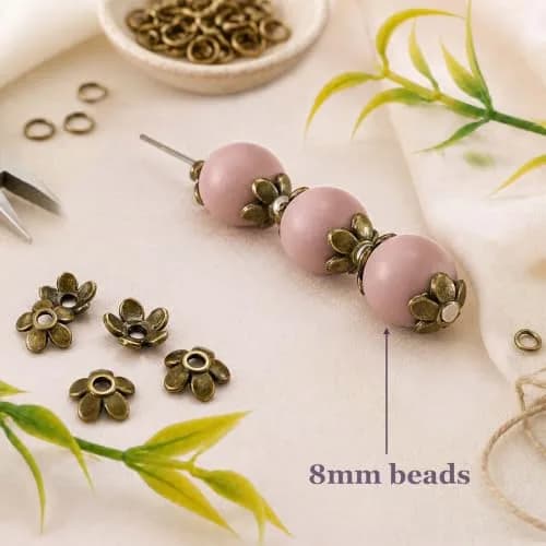 Heather's cf 500pcs Brass Petal Bead Caps for Jewelry Making 6mm | Vintage Tibetan Floral Finish thumbnail 3