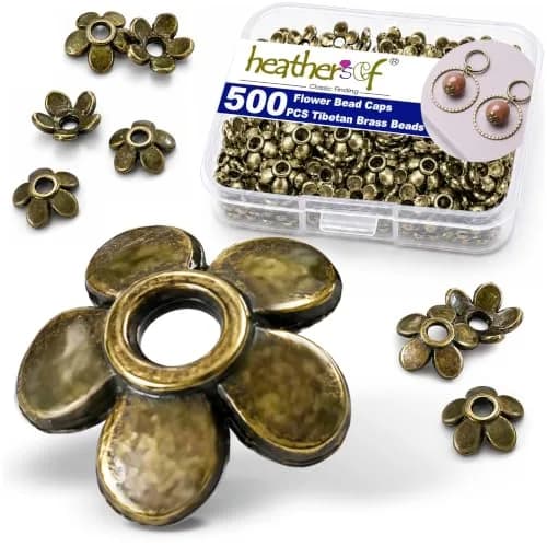 Heather's cf 500pcs Brass Petal Bead Caps for Jewelry Making 6mm | Vintage Tibetan Floral Finish - main product image