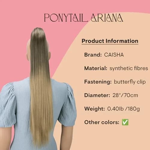 CAISHA 28" Synthetic Hair Piece Ponytail Ombré Brown Blond H118 | Heat-Resistant & Washable thumbnail 2