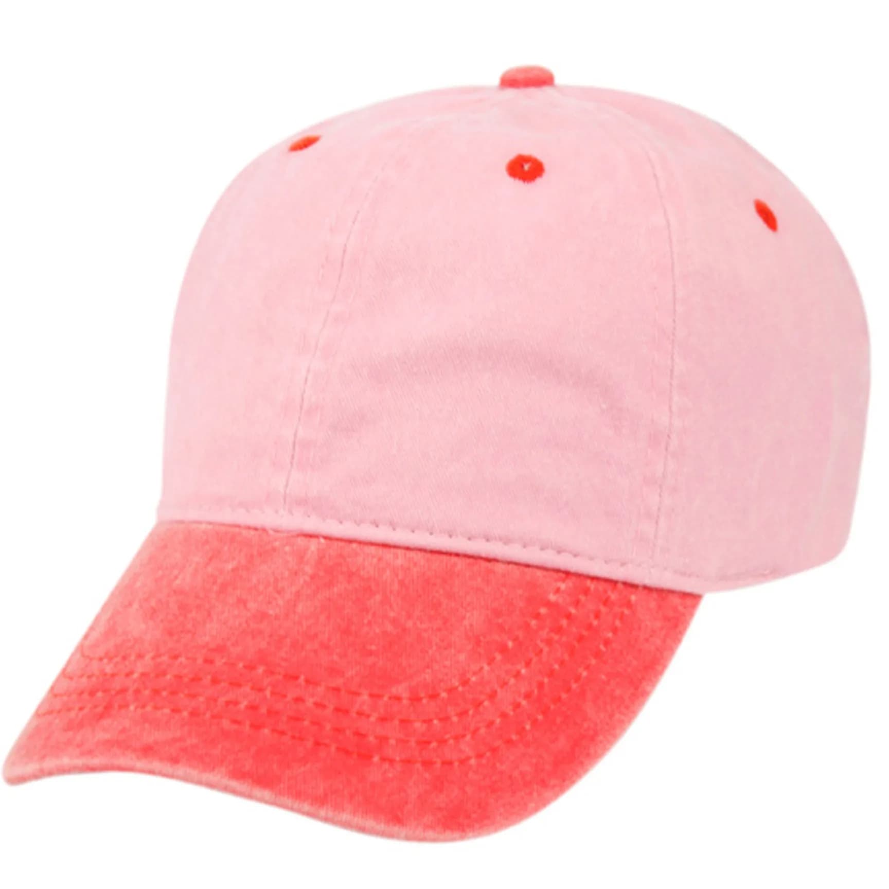 E-Flag Pigment Dyed Washed Cotton Cap - Adjustable Baseball Style in Orange/Brown — Pink/Fsh