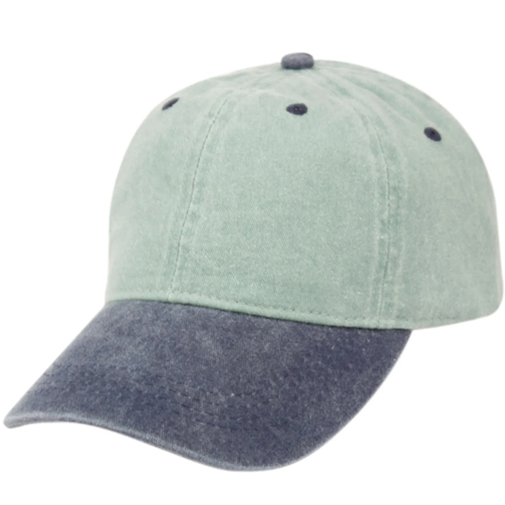 E-Flag Pigment Dyed Washed Cotton Cap - Adjustable Baseball Style in Orange/Brown — Mint/Navy