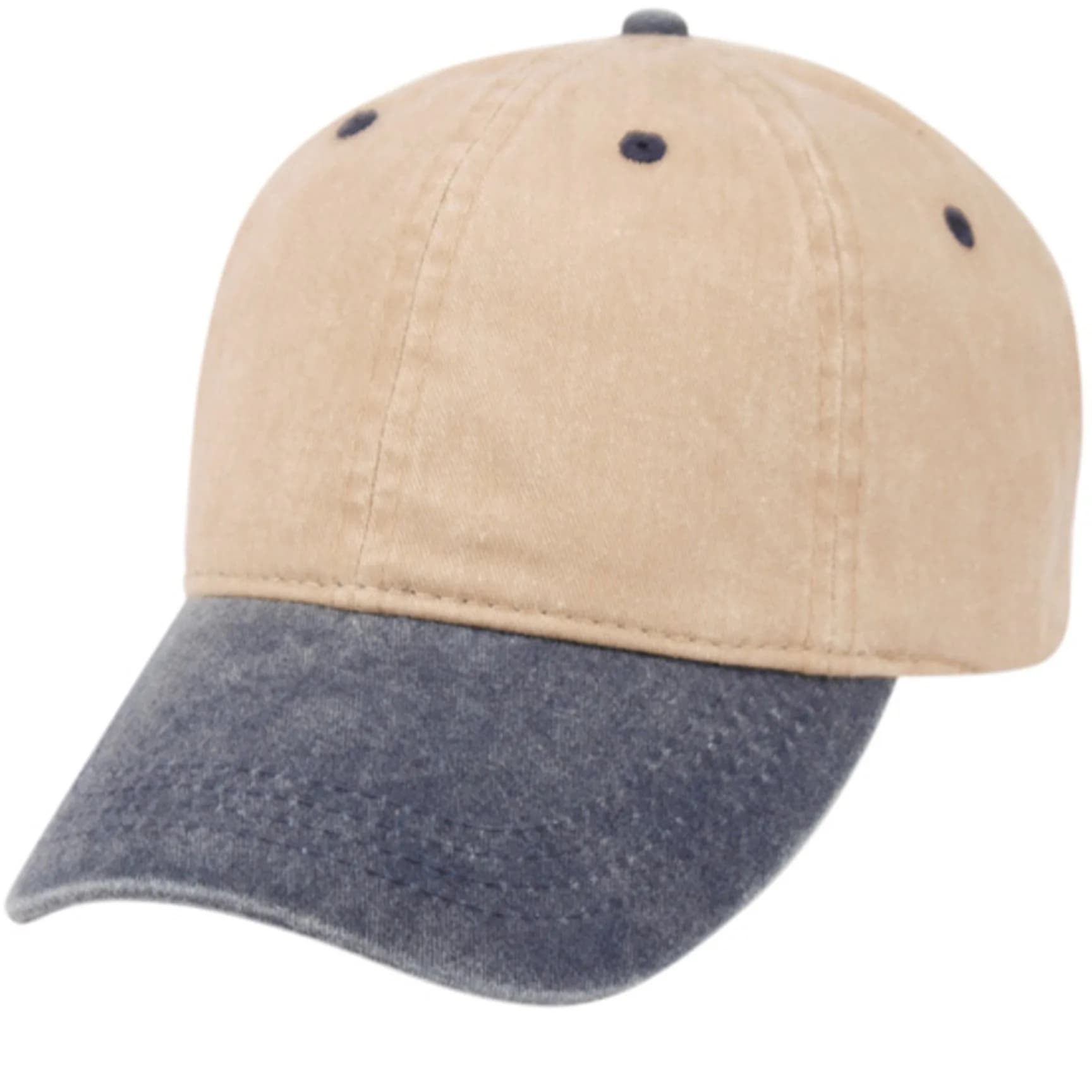 E-Flag Pigment Dyed Washed Cotton Cap - Adjustable Baseball Style in Orange/Brown — Khaki/Navy