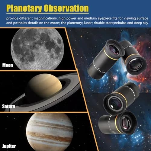 SVBONY 66 Degree Ultra Wide Angle Telescope Eyepiece Set 1.25 inch | 6mm, 9mm, 15mm, 20mm Focal Lengths, Fully Multi Coated Optics thumbnail 6