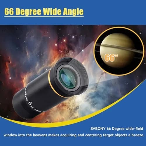 SVBONY 66 Degree Ultra Wide Angle Telescope Eyepiece Set 1.25 inch | 6mm, 9mm, 15mm, 20mm Focal Lengths, Fully Multi Coated Optics thumbnail 3