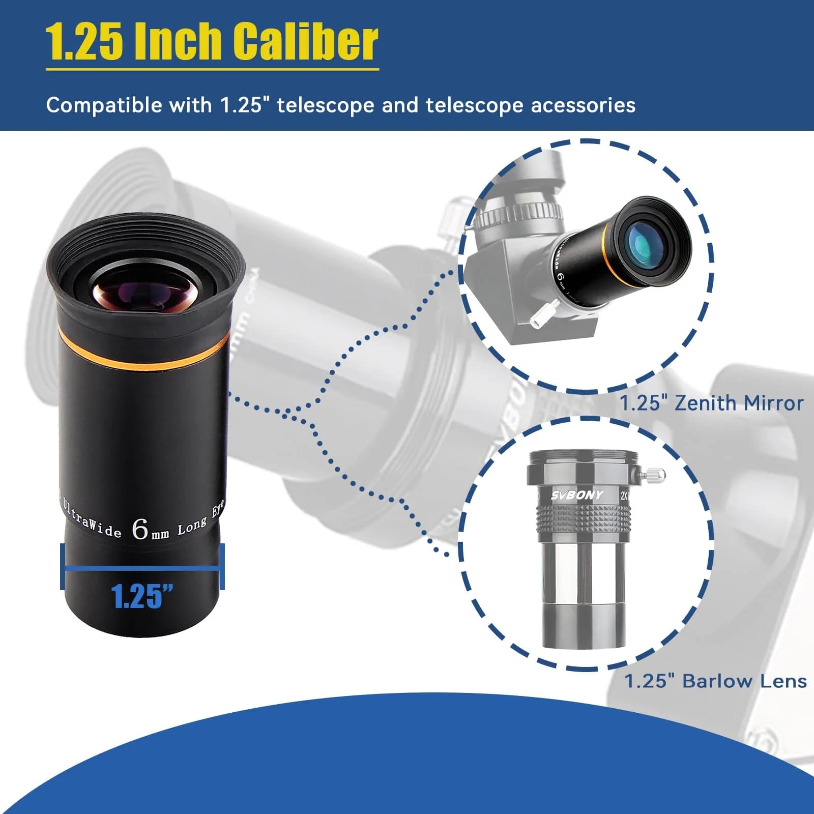 SVBONY 66 Degree Ultra Wide Angle Telescope Eyepiece Set 1.25 inch | 6mm, 9mm, 15mm, 20mm Focal Lengths, Fully Multi Coated Optics - view 4