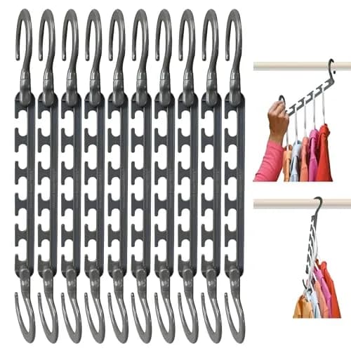 Wonder Hanger Max Space Saving Closet Hangers, 10-Pack, 360° Swivel, Grey | Heavy-Duty, Neat & Wrinkle-Free Organization thumbnail 1