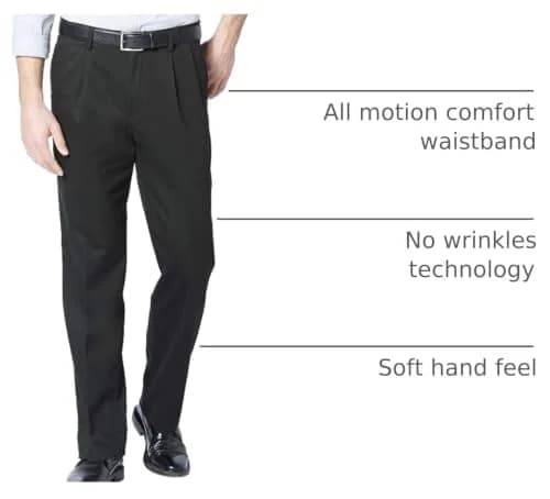 Dockers Classic Fit Khaki Pants - Pleated, Black, 36W x 32L | Stretch & Wrinkle-Free Comfort thumbnail 4