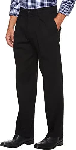 Dockers Classic Fit Khaki Pants - Pleated, Black, 36W x 32L | Stretch & Wrinkle-Free Comfort thumbnail 2
