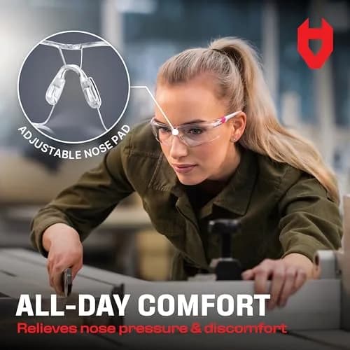 NoCry Clear Safety Glasses for Women with Adjustable Frames & UV Protection | Anti-Fog, Scratch-Resistant, ANSI Z87.1 Rated (1 Pair) thumbnail 3