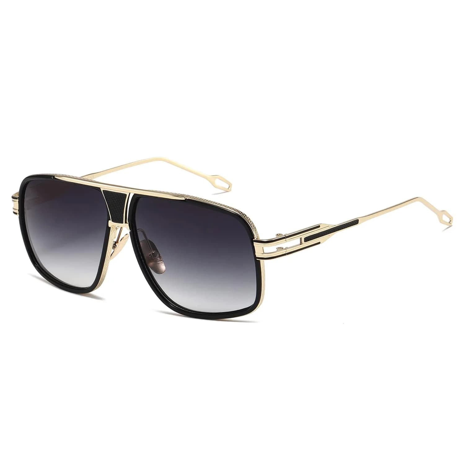 AEVOGUE Oversized Shield Sunglasses Retro Alloy Aviator AE0336 Gold&Red | 62mm (2.44in) Lens Width — Gold&gray