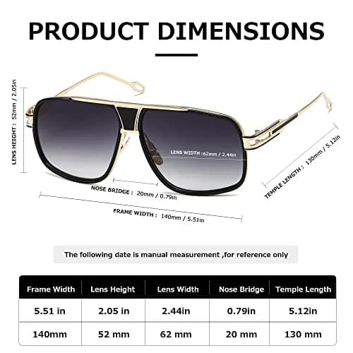 AEVOGUE Men's Oversized Shield Sunglasses AE0336 | Retro Alloy Frame, UV400 Protection, Gold&Gray thumbnail 5